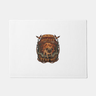 Am Night Fear Me Pug Halloween Moon_1 Doormat