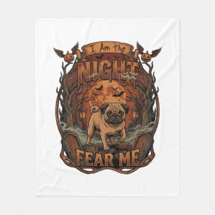Am Night Fear Me Pug Halloween Moon_1 Fleece Blanket