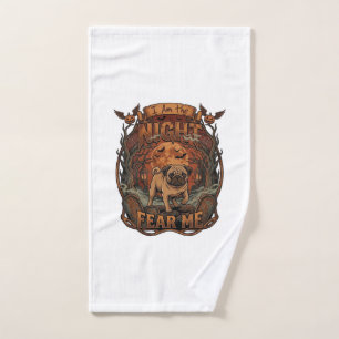 Am Night Fear Me Pug Halloween Moon_1 Hand Towel
