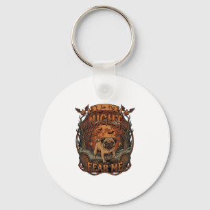 Am Night Fear Me Pug Halloween Moon_1 Key Ring