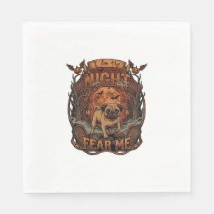 Am Night Fear Me Pug Halloween Moon_1 Napkin