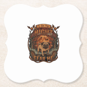 Am Night Fear Me Pug Halloween Moon_1 Paper Coaster