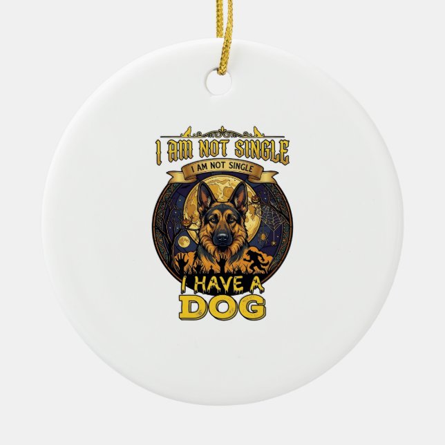 Am Not Single Have Dog Halloween_1 Ceramic Tree Decoration (Front)