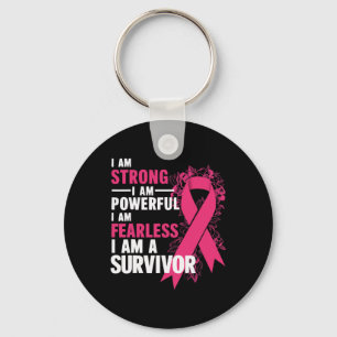 Am Strong Powerful Fearless Breast Cancer Awarenes Key Ring