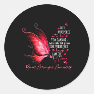Am The Storm Brain Aneurysm Awareness Butterfly 2  Classic Round Sticker