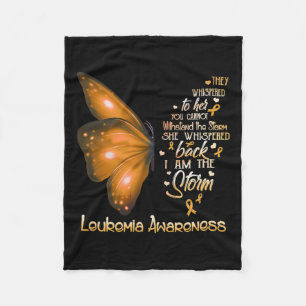 Am The Storm Leukaemia Awareness Butterfly  Fleece Blanket