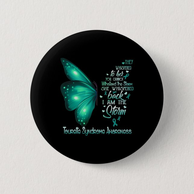 Am The Storm Tourette Syndrome Awareness Butterfly 6 Cm Round Badge (Front)