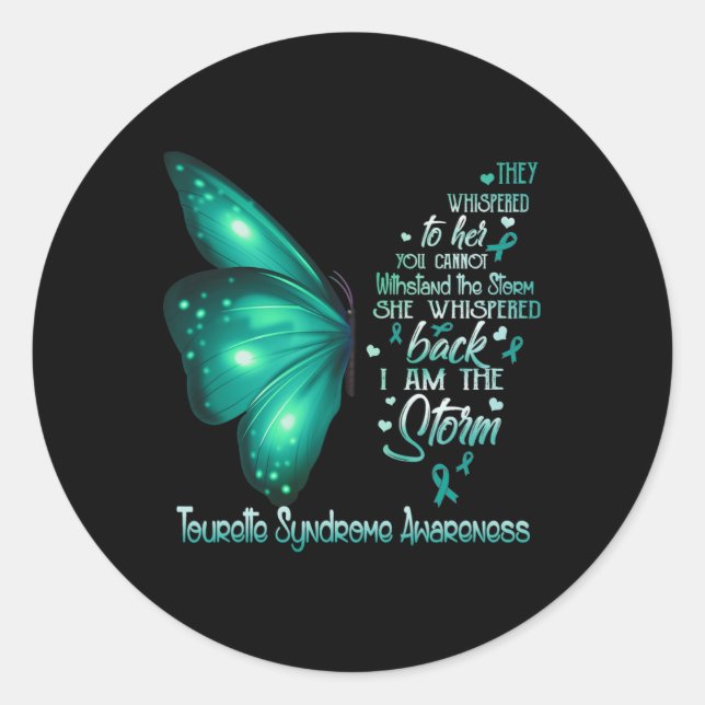 Am The Storm Tourette Syndrome Awareness Butterfly Classic Round Sticker (Front)