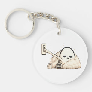 AM Turning Off Lights - Cute Tired Night Owl Chara Key Ring