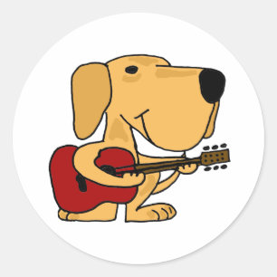 AM- Yellow Labrador Retriever Playing Guitar Classic Round Sticker