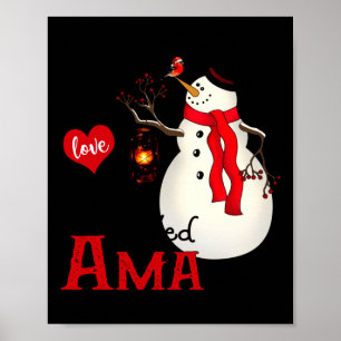 Ama Snowman Xmas Happy Family New Snowman Merry Ch Poster