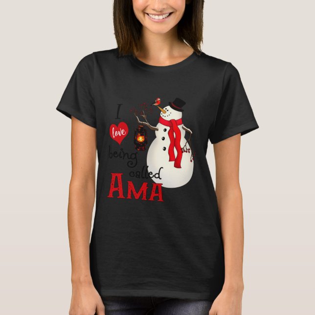 Ama Snowman Xmas Happy Family New Snowman Merry Ch T-Shirt (Front)