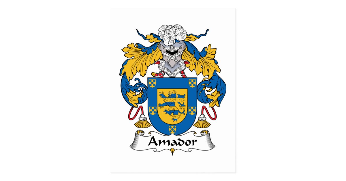 Amador Family Crest Postcard Zazzle.co.uk