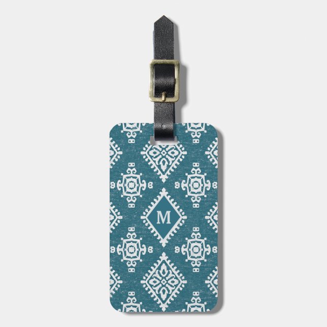Amadora Teal Blue Pattern Luggage Tag (Front Vertical)
