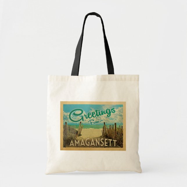 Amagansett Beach Vintage Travel Tote Bag (Front)