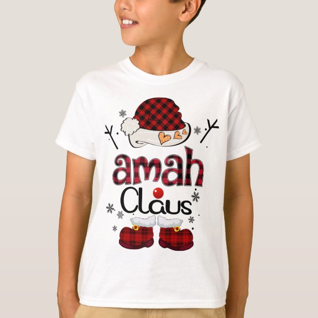 Amah Claus Red Plaid - Grandma Gift T-Shirt (Front)