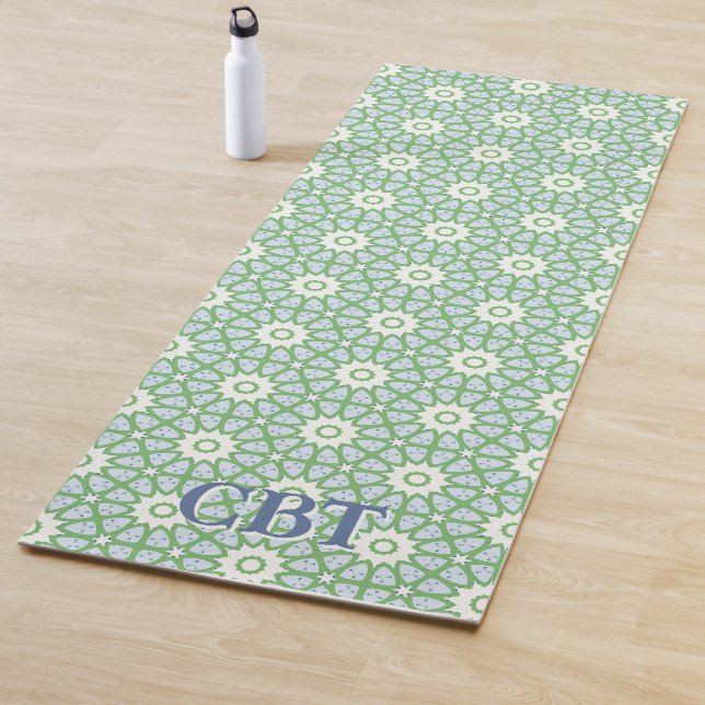 Amal Star Lattice in Slate and Green Personalised Yoga Mat (In Situ)