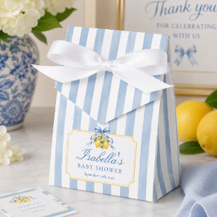 Amalfi Blue and White Stripes Lemon Baby Shower Favour Box