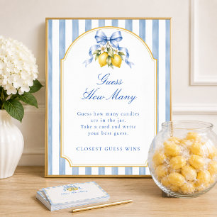 Amalfi Blue Lemon Baby Shower Guess How Many Sign