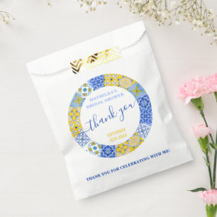 Amalfi Blue Tile Thank You Bridal Shower Favour Bags