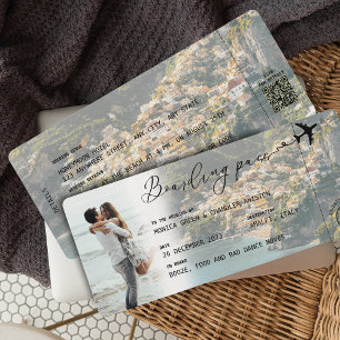 AMALFI Boarding Pass Destination Wedding QR code Invitation