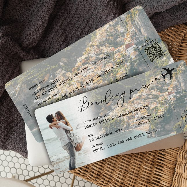 AMALFI Boarding Pass Destination Wedding QR code Invitation (Creator Uploaded)