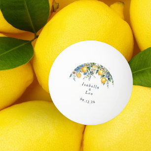 Amalfi Citrus Lemons Wedding Favour Personalised Ping Pong Ball