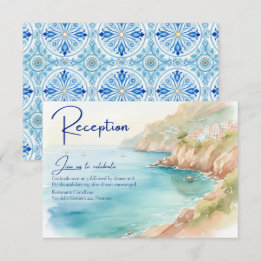 Amalfi Coast Amore | Italy Sea Wedding Reception Enclosure Card