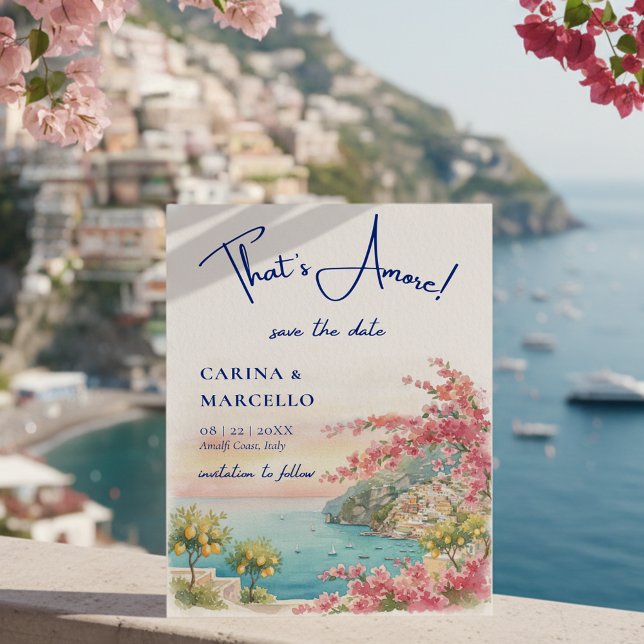 Amalfi Coast Amore Italy Sunset Glow Wedding Save The Date (Creator Uploaded)