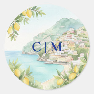 Amalfi Coast Amore Italy Wedding Classic Round Sticker
