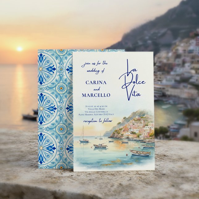 Amalfi Coast Amore | La Dolce Vita Sunset Wedding Invitation (Creator Uploaded)