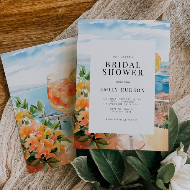 Amalfi Coast Aperol Spritz Bridal Shower Invitation (Creator Uploaded)