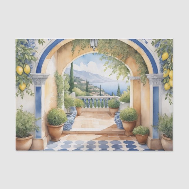 Amalfi Coast Archway Mediterranean view  Tissue Paper (Front)