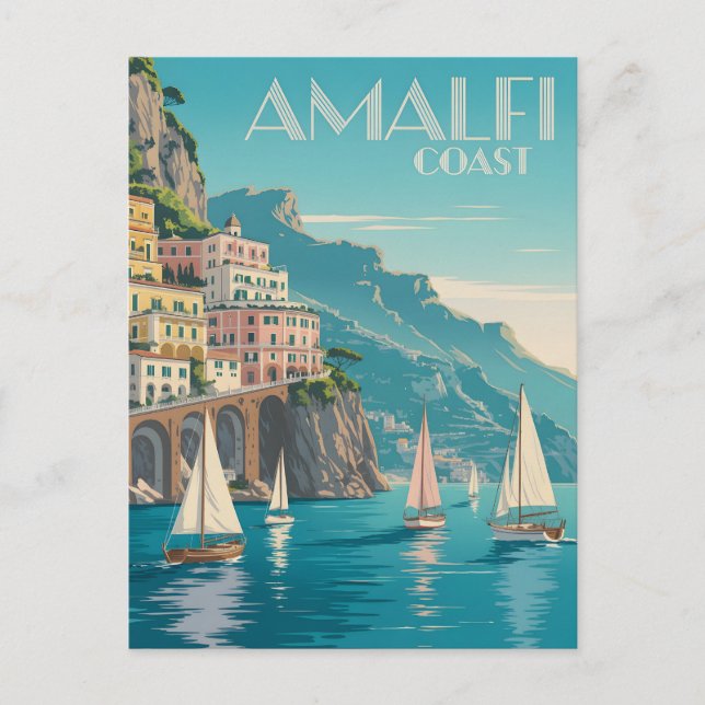 Amalfi Coast art deco Postcard (Front)