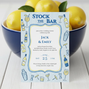 Amalfi Coast Blue and White Striped Stock the Bar  Invitation