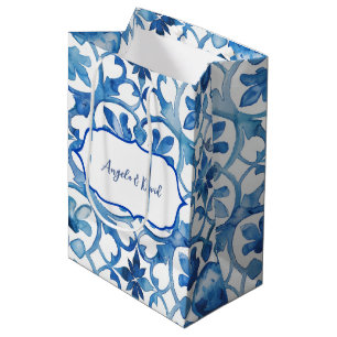 Amalfi Coast Blue White Tiles Italy Medium Gift Bag
