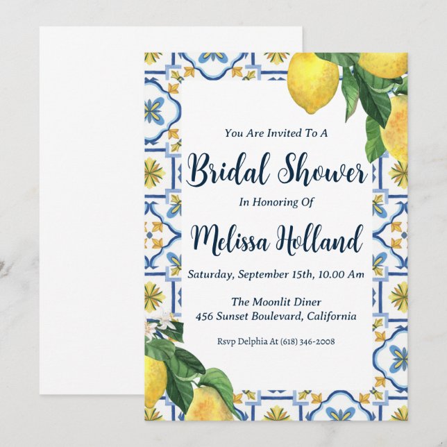 amalfi coast bridal shower invitations (Front/Back)