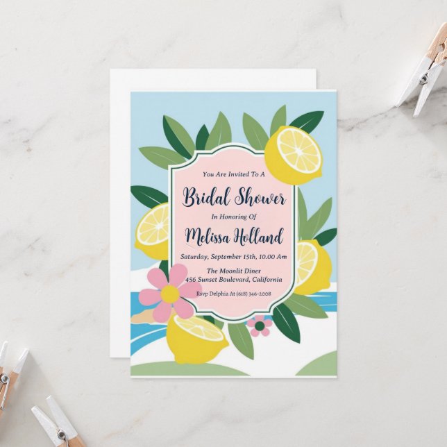 amalfi coast bridal shower invitations (Front/Back In Situ)
