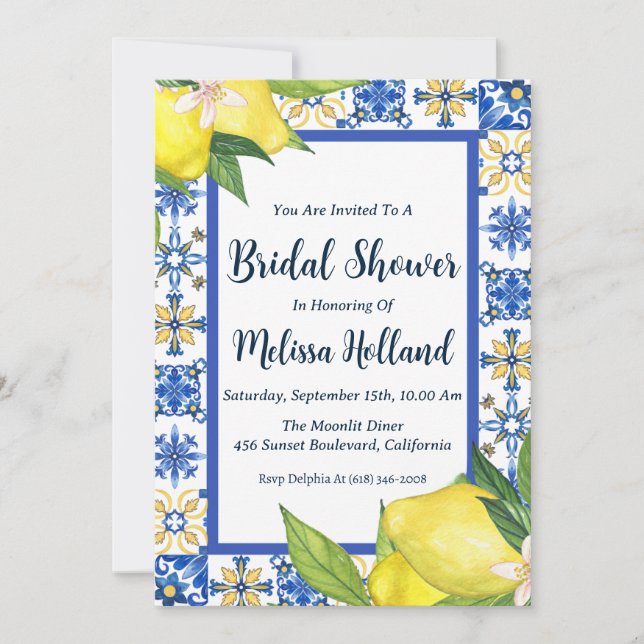amalfi coast bridal shower invitations (Front)