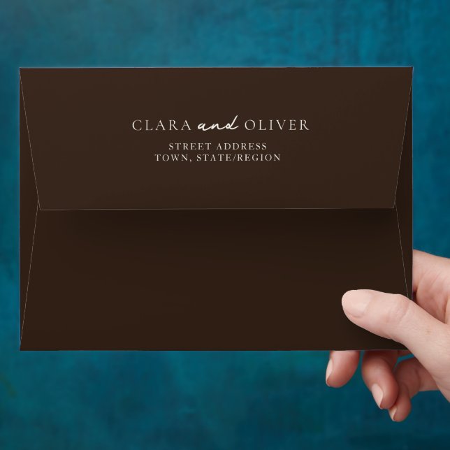 Amalfi Coast Brown Ivory Wedding Return Address Envelope (Hand)