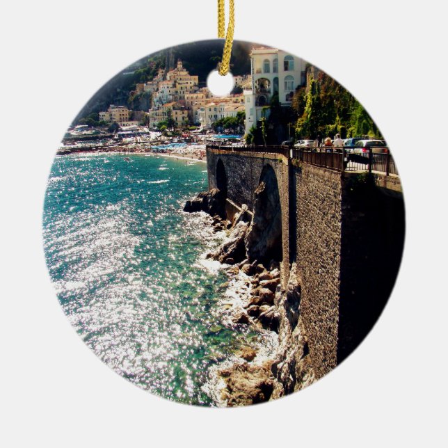 Amalfi Coast Ceramic Tree Decoration (Front)