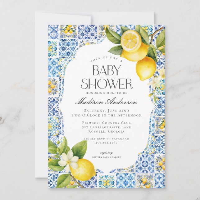 Amalfi Coast Coastal Italian Baby Shower Invite (Front)