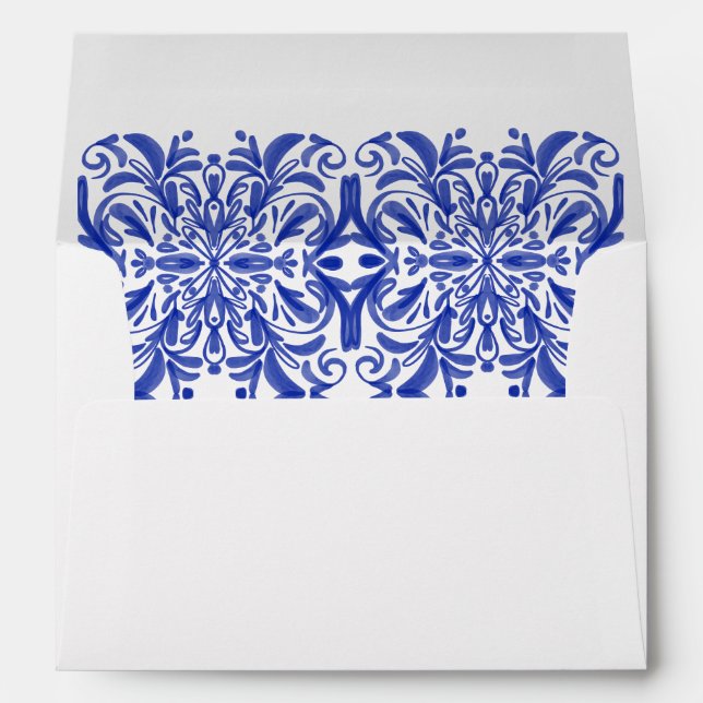Amalfi Coast I Italian Lemon & Blue Tile Envelope (Back (Bottom))