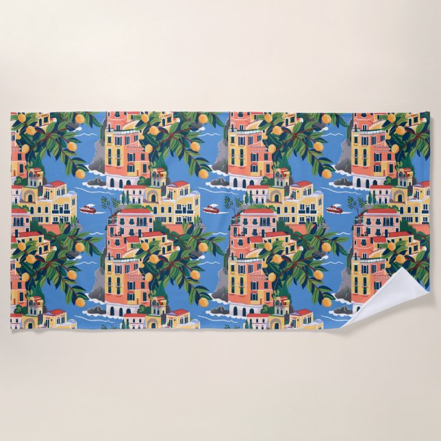Amalfi Coast Iconic European Destinations Beach Towel (Front)