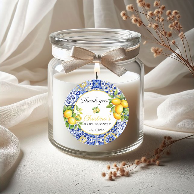 Amalfi Coast Italian Baby Shower favour Classic Round Sticker (Creator Uploaded)