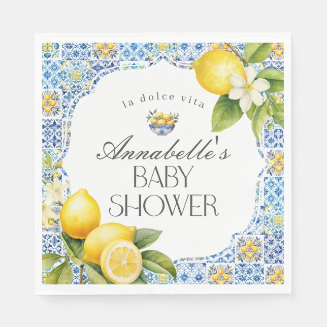 Amalfi Coast Italian Baby Shower Table Decor Napkin (Front)