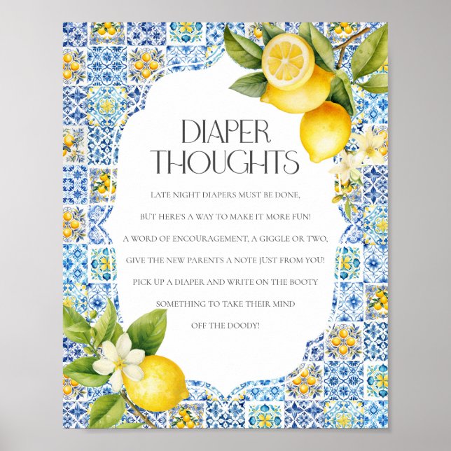 Amalfi Coast Italian Beach Coastal Diaper Thoughts Poster (Front)