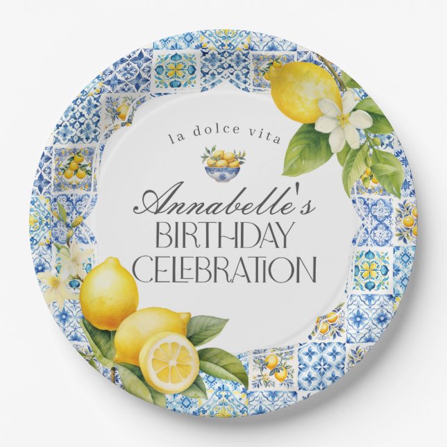 Amalfi Coast Italian Birthday Party Table Decor Paper Plate (Front)