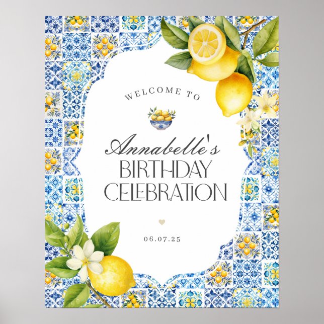 Amalfi Coast Italian Birthday Party Welcome Sign (Front)