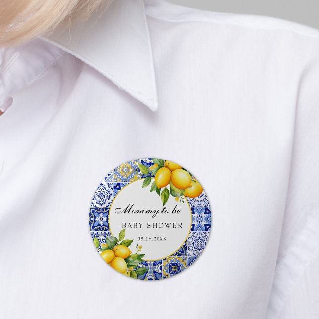 Amalfi Coast Italian Citrus Lemon Baby Shower 6 Cm Round Badge (Creator Uploaded)